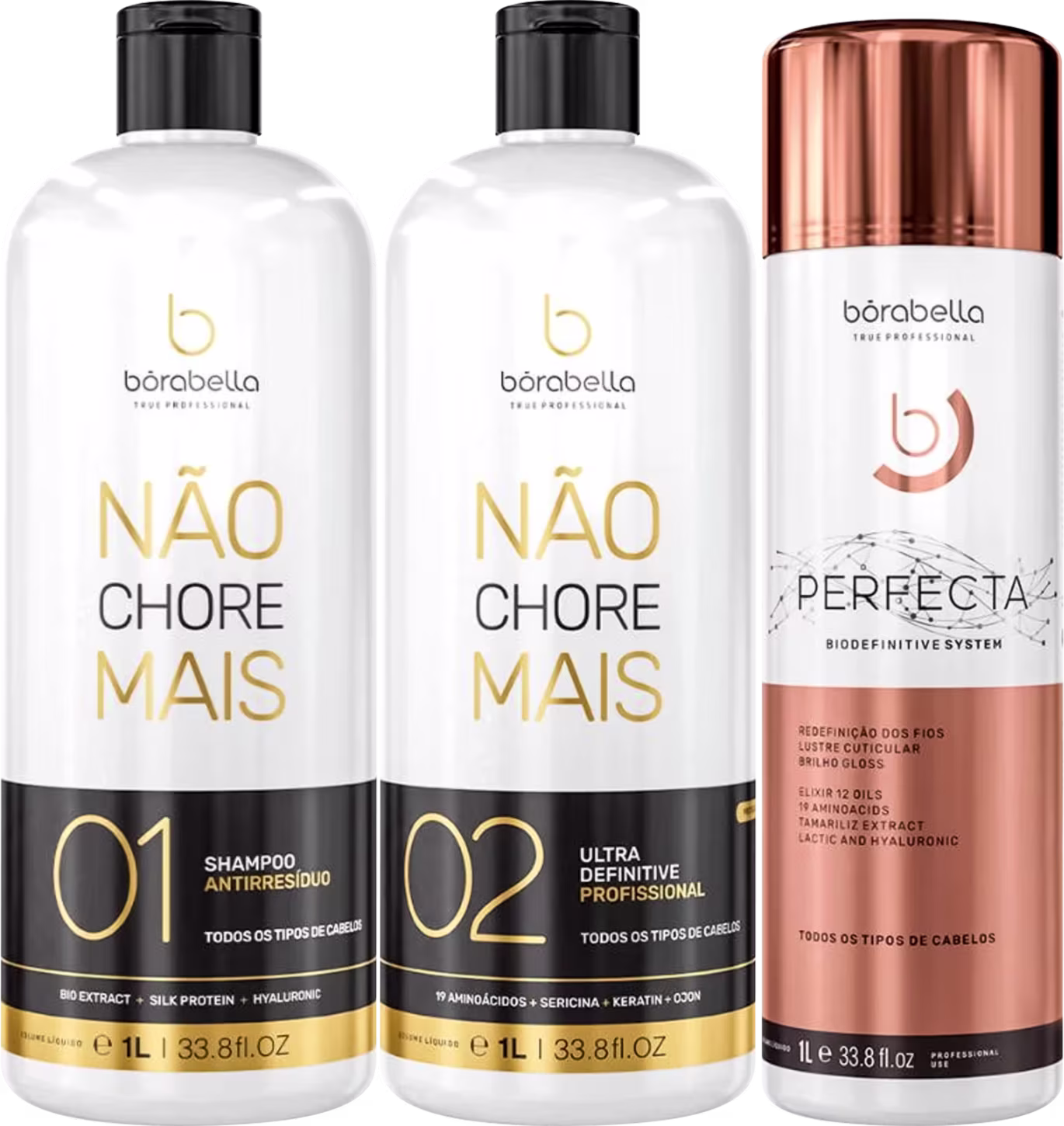 Kit Borabella Não Chore Mais + Perfecta, 3 produtos.