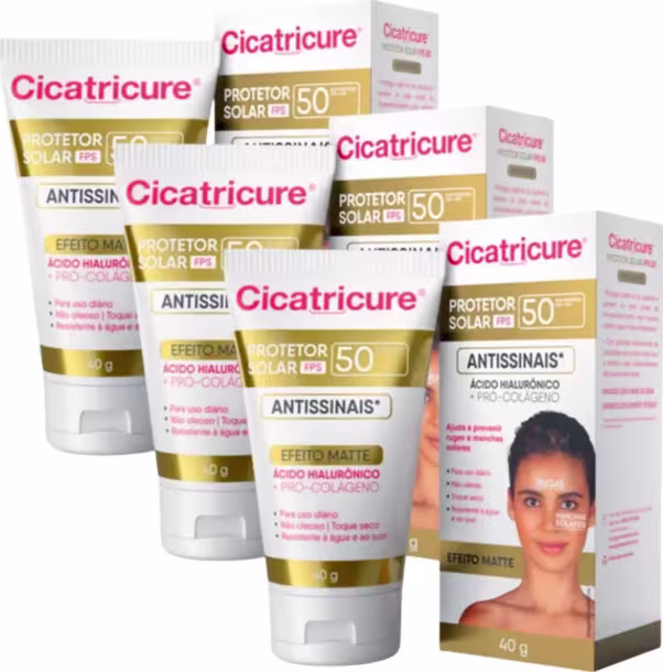 Kit com 3 Protetor Facial FPS50 Antissinais 40g - Cicatricure