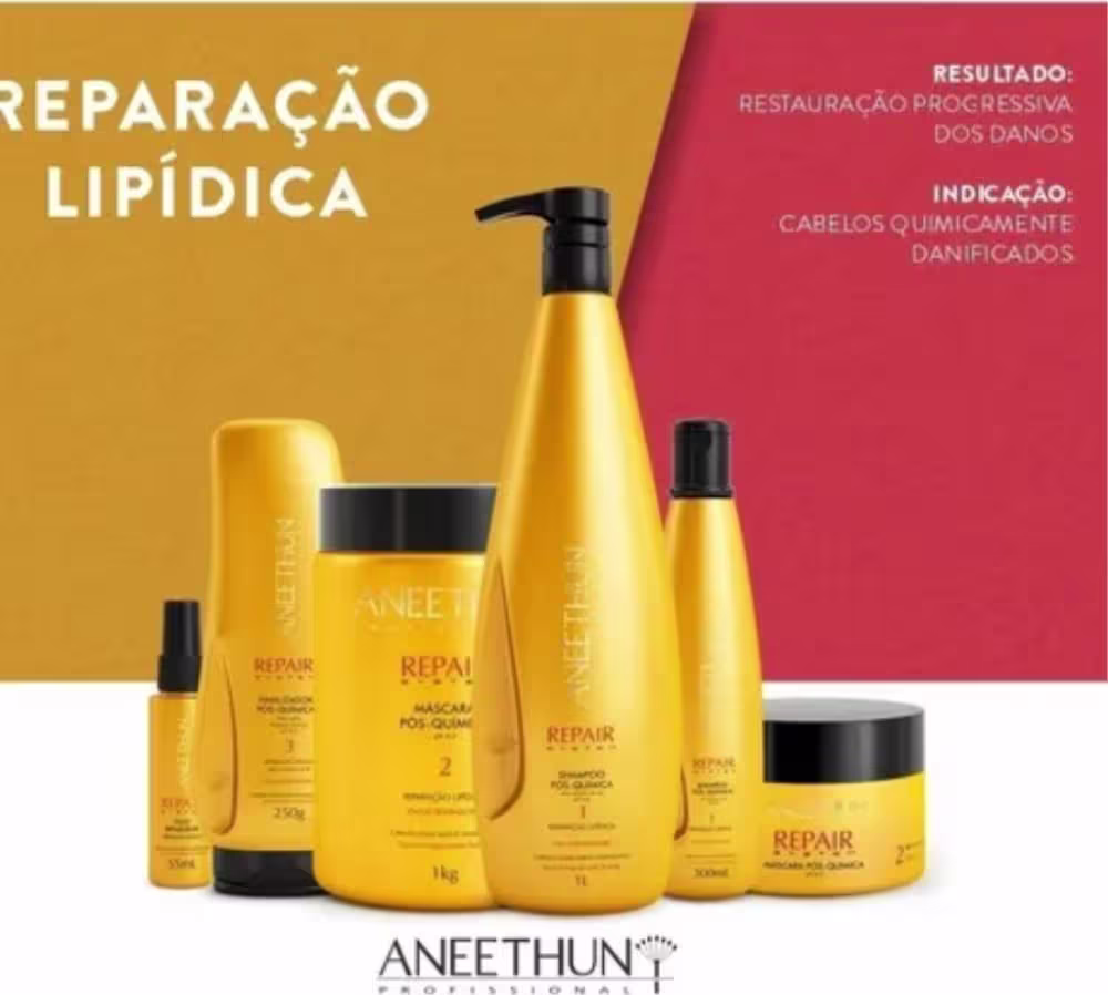 O produto apresentado na imagem é uma linha de tratamento capilar da marca Aneethun, chamada "Repair".