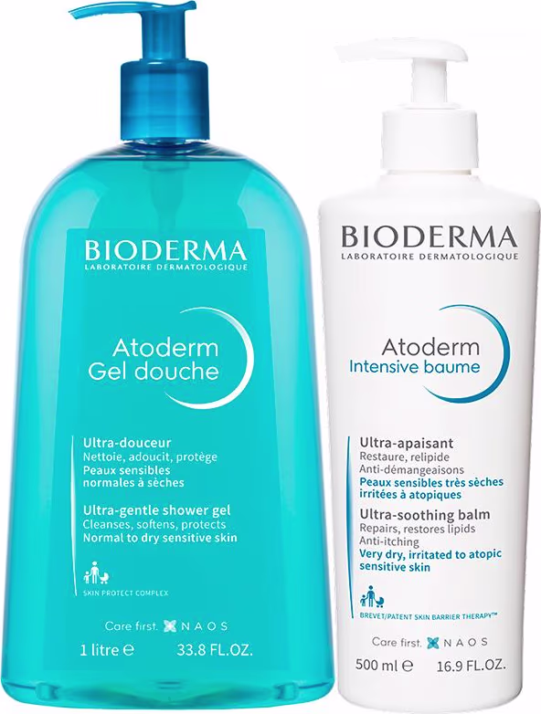 Kit Corporal Bioderma Atoderm - Gel de Banho Hidratante 1litro e Creme Hidratante 500ml