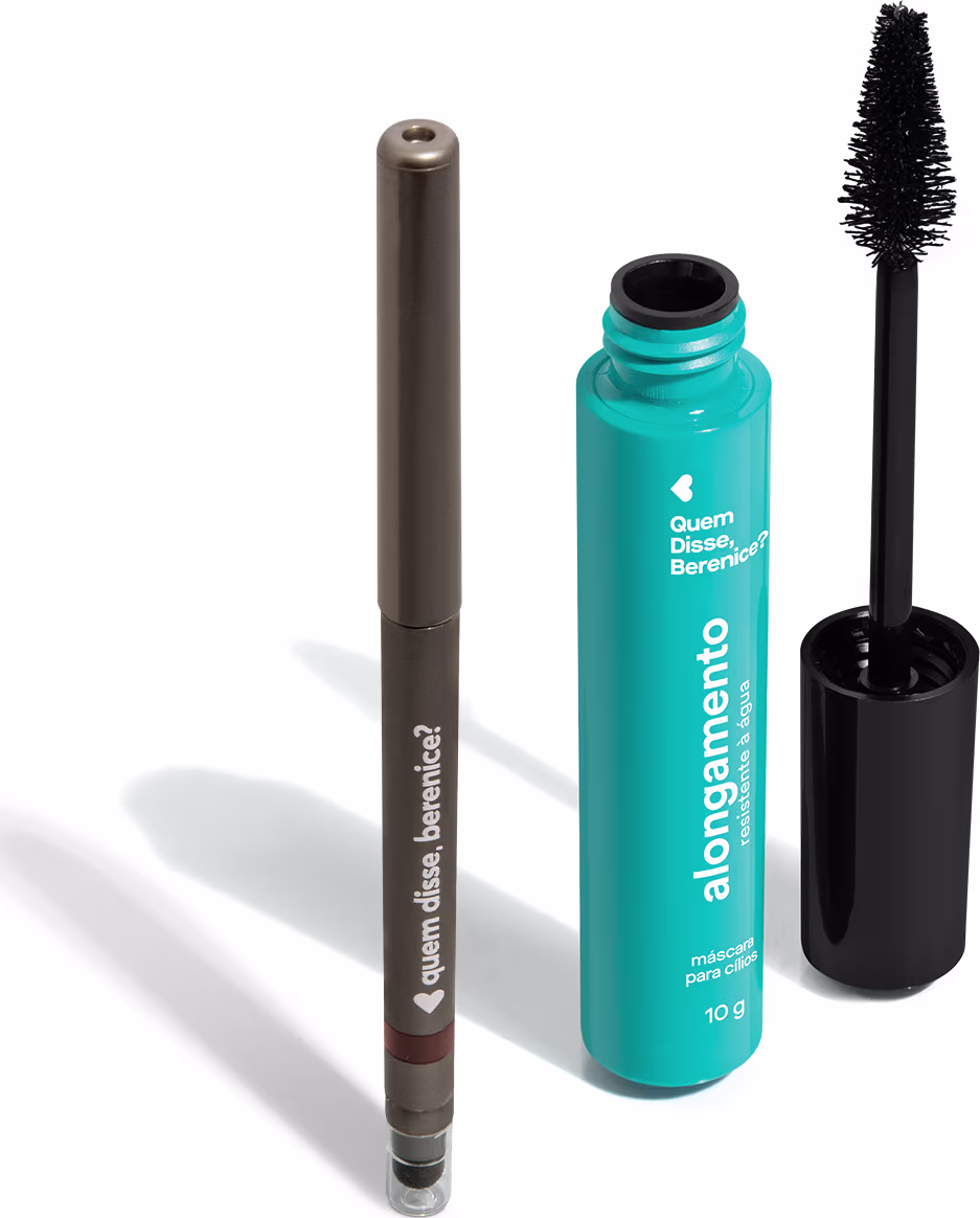 Kit Quem Disse, Berenice? com Máscara de Cílios Alongamento Resistente à Água 10ml + Lápis para Olhos Esfumador Marrom 200mg