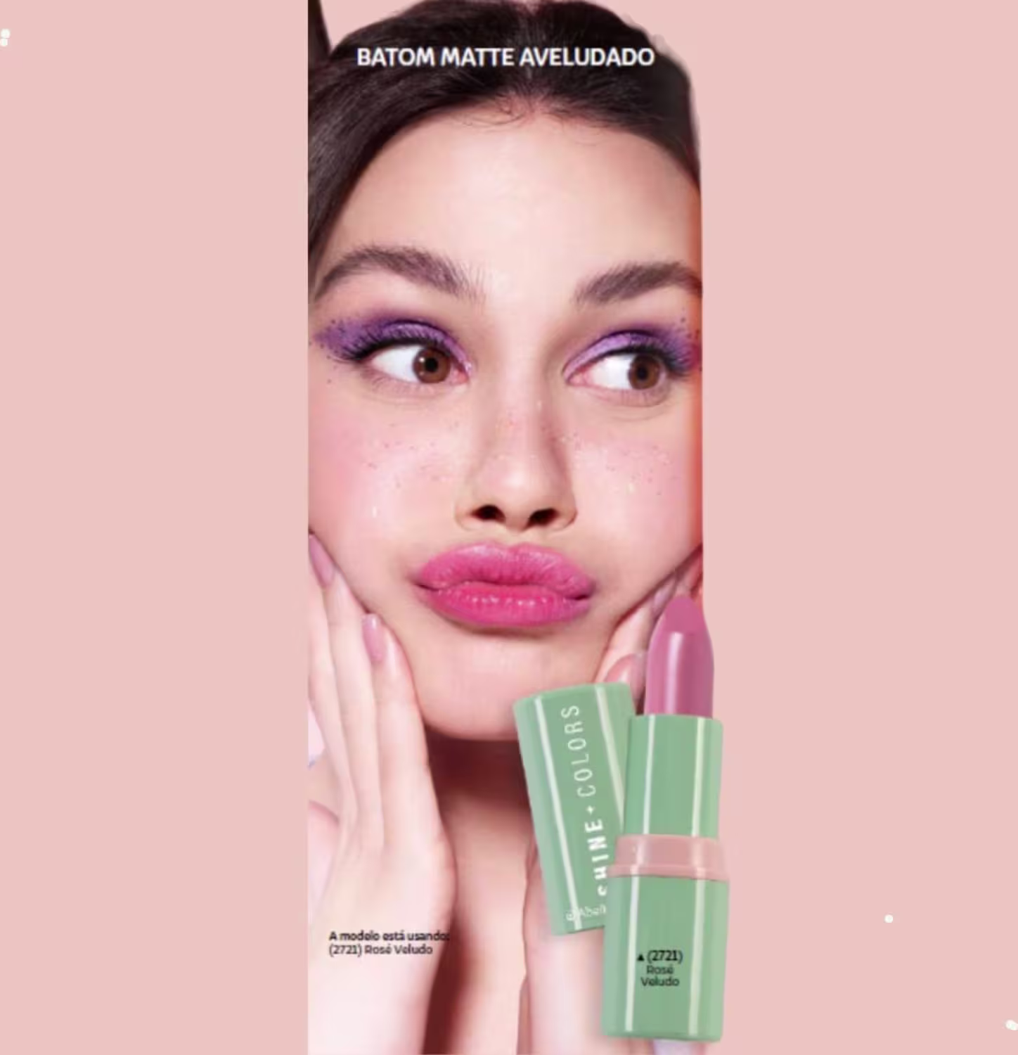 Batom Matte Abelha Rainha Shine Colors Rosé Veludo, 4g.