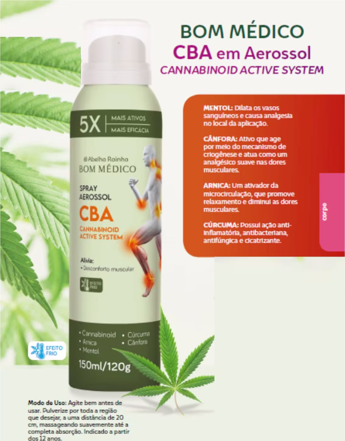 Spray Aerossol Abelha Rainha Bom Médico CBA Cannabinoid Active System, 150ml.