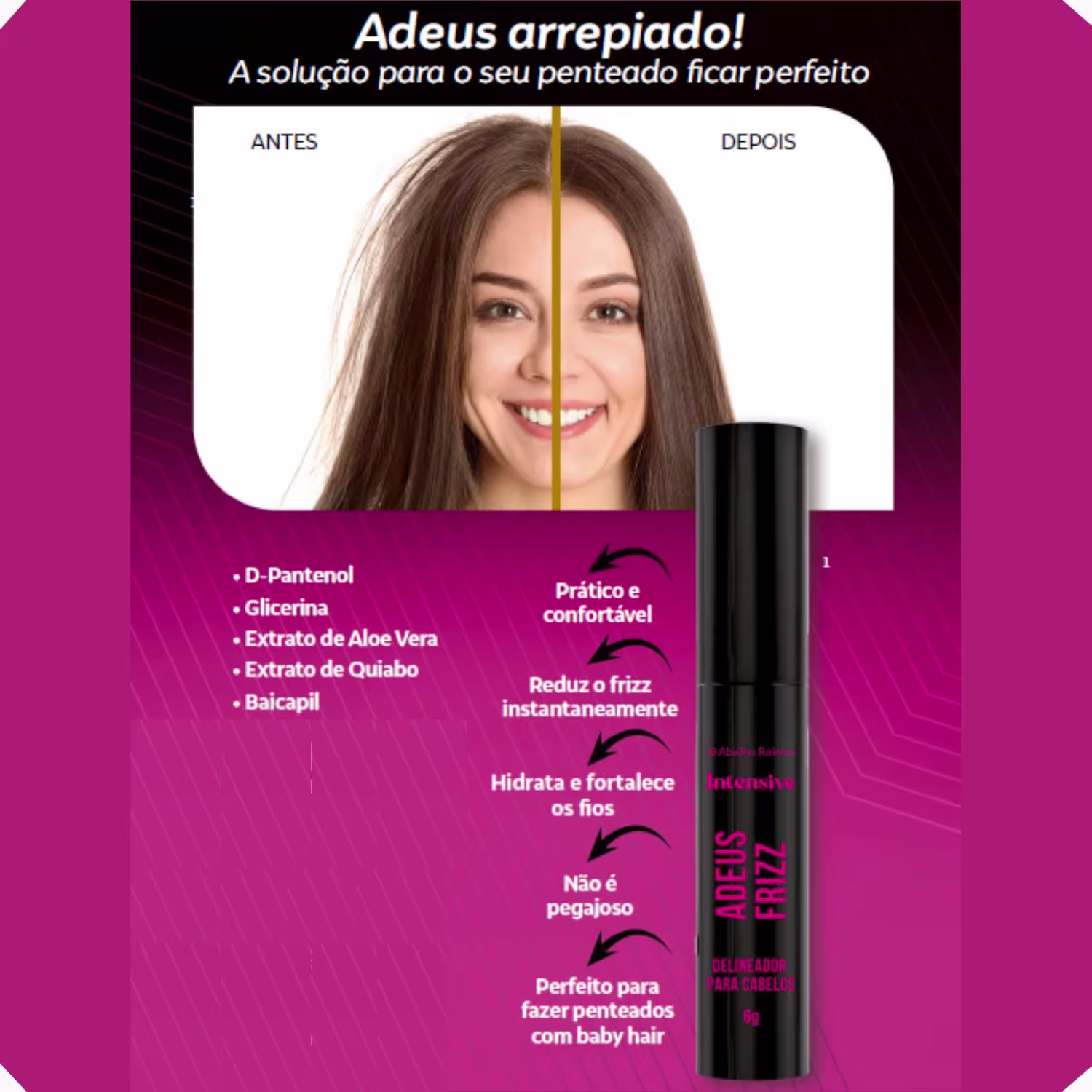Delineador para Cabelos Abelha Rainha Adeus Frizz, 6g.
