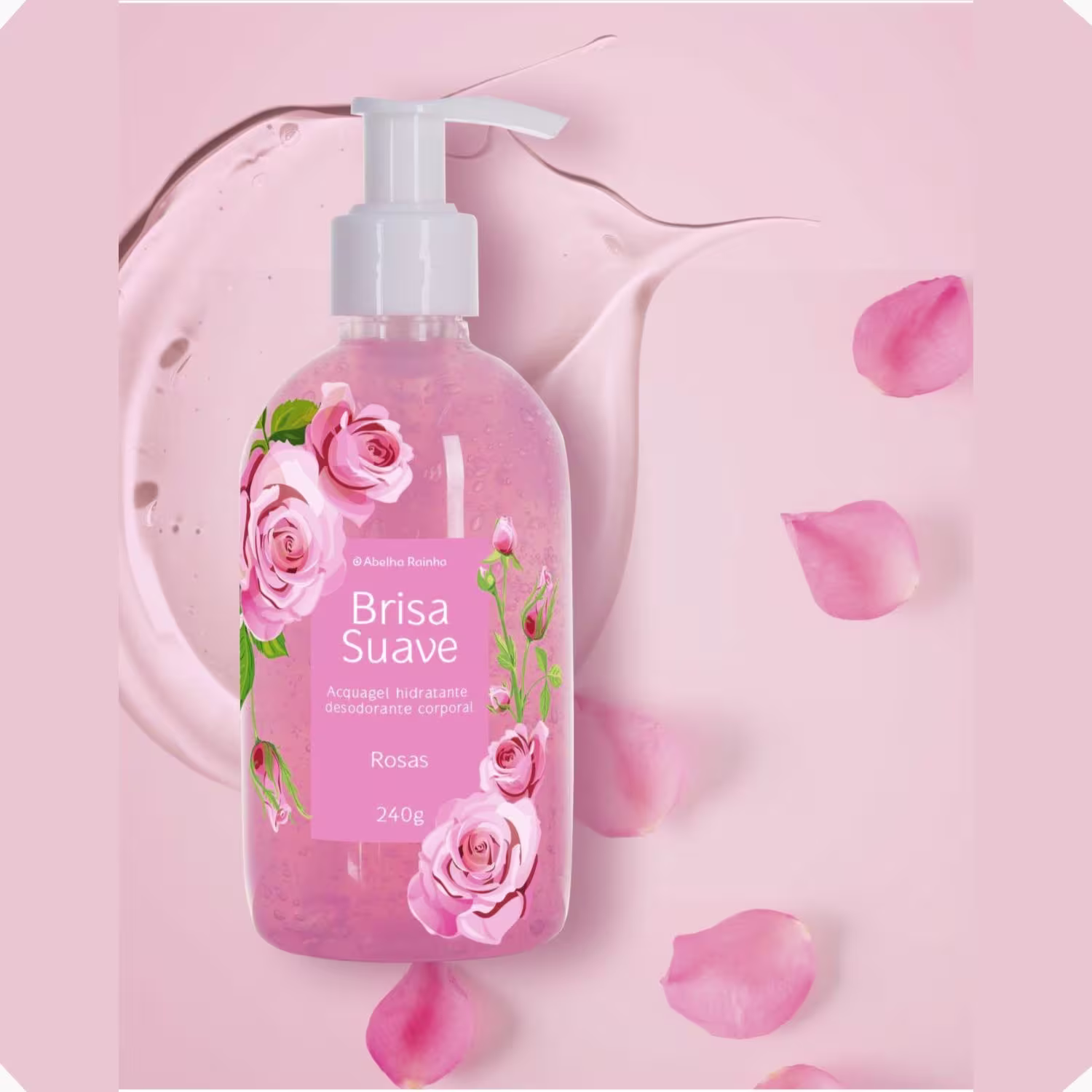 Loção Hidratante Corporal Abelha Rainha Acquagel Brisa Suave Rosas, 240g.