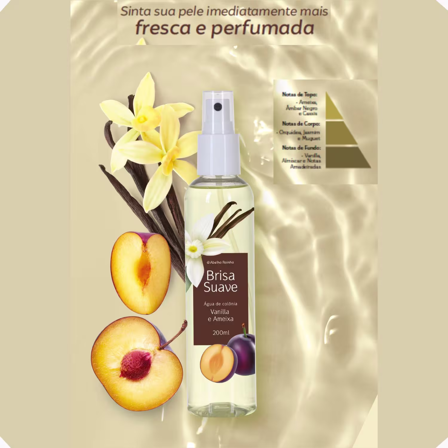 Body Spray Feminino Abelha Rainha Brisa Suave Vanilla e Ameixa, 200ml.