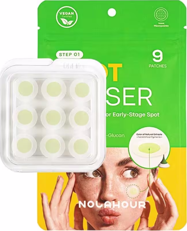 Adesivos Secativos para Acne Nolahour Spot Eraser Green Step 1, 9 Unidades.