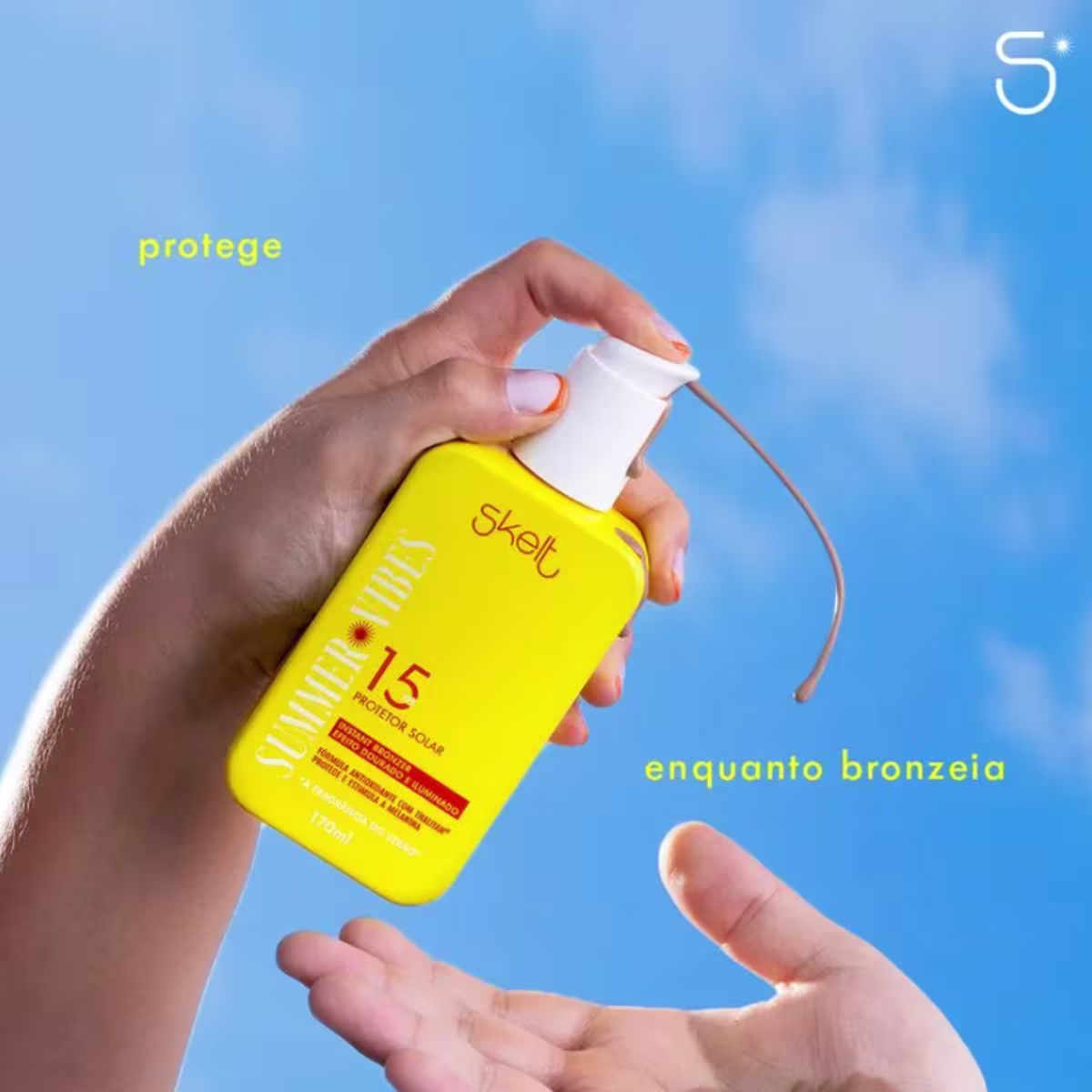 Protetor Solar Skelt Summer Vibes Instant Bronzer FPS 15, 170ml.
