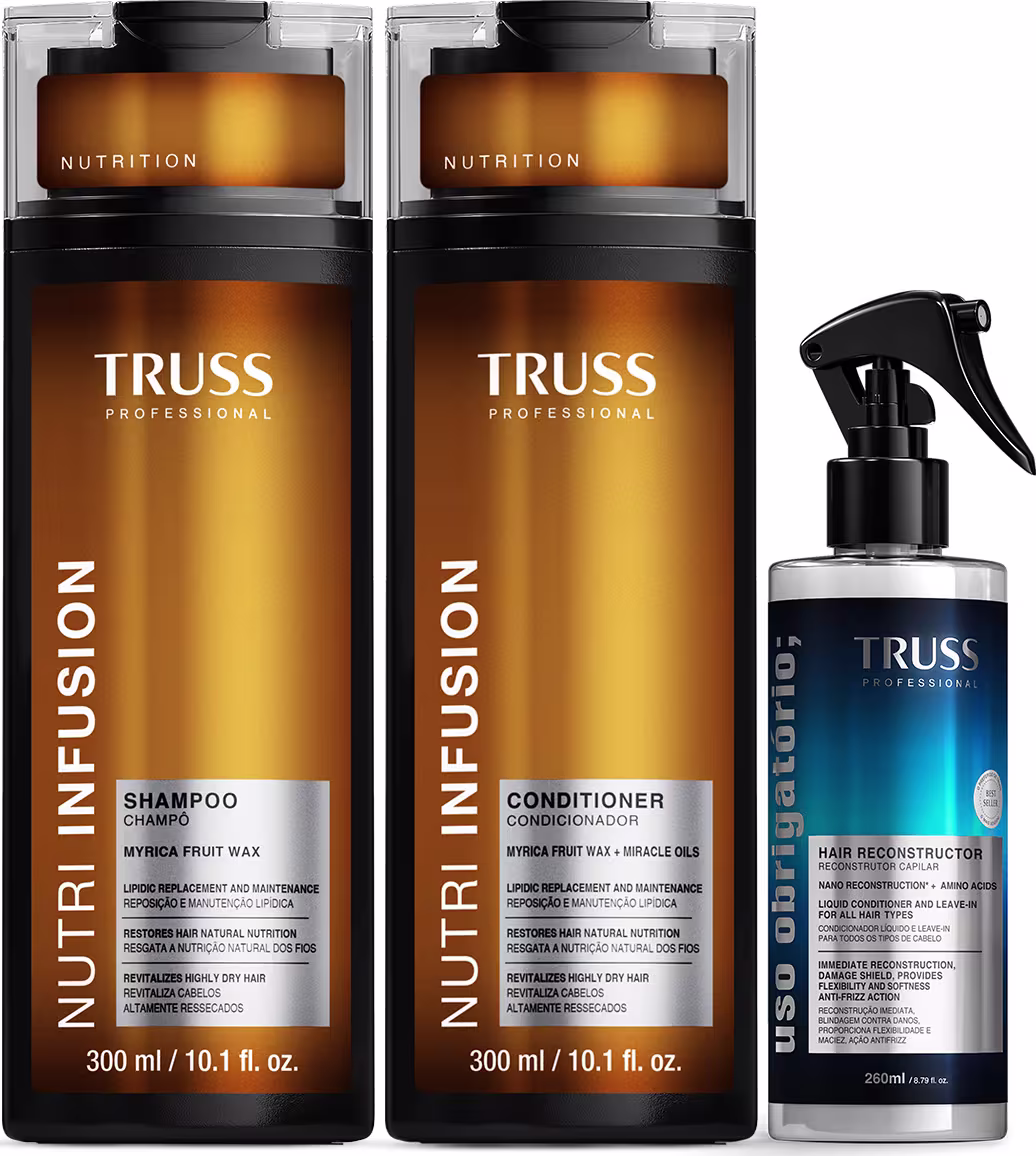 Combo Truss Nutri Infusion: Shampoo 300ml + Condicionador 300ml+ Spray Uso Obrigatório; 260ml