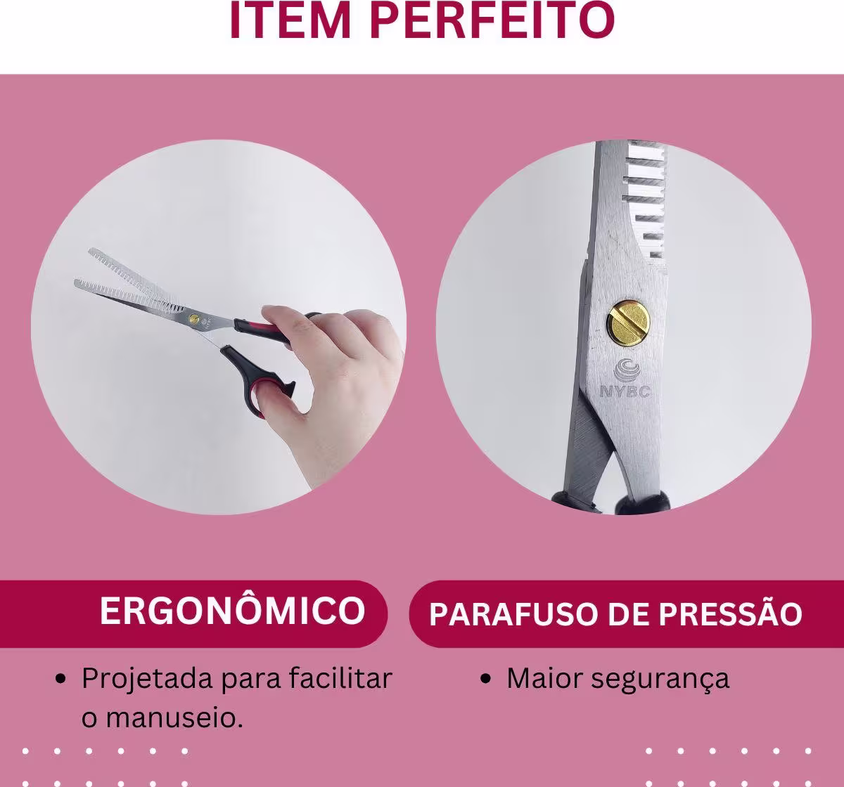 Kit NYBC Beauty Tesoura para Cabelo Desbaste Duplo 7", 4 Unidades.