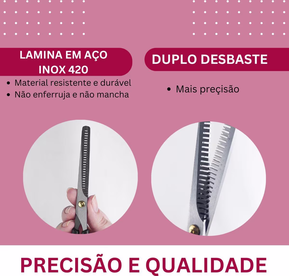 Kit NYBC Beauty Tesoura para Cabelo Desbaste Duplo 7", 6 Unidades.