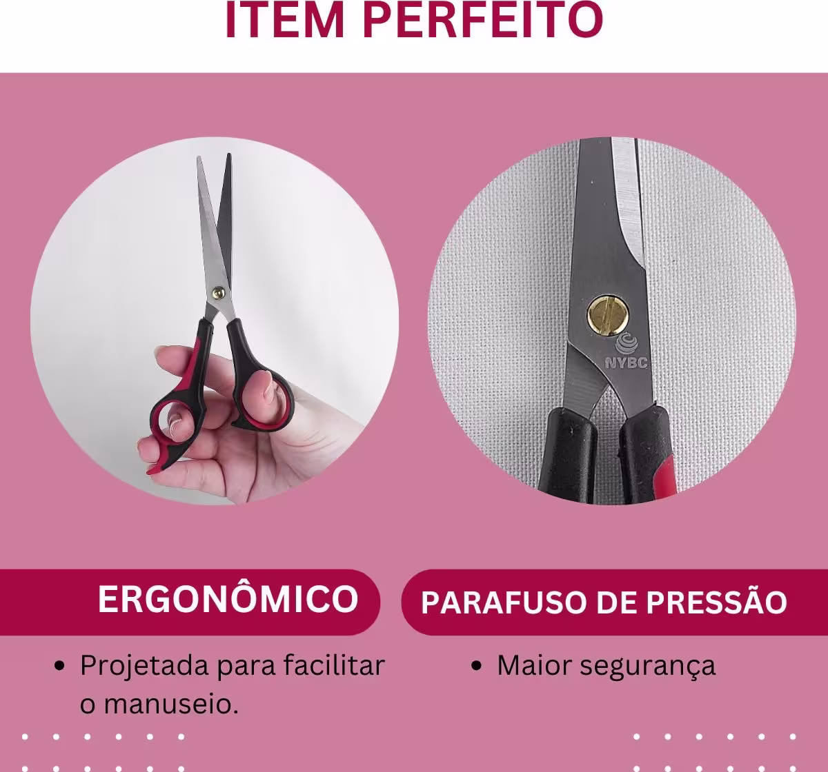 Kit NYBC Beauty Tesoura para Cabelo Fio Laser 6 1/2", 4 Unidades.
