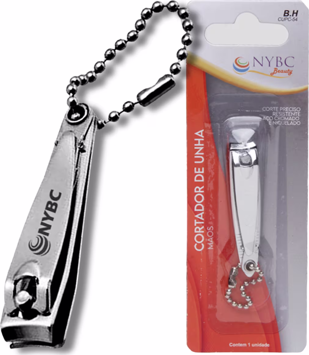 Kit NYBC Beauty Alicate para Cutículas Rosa + Cortador de Unha + Tesoura, 3 produtos.