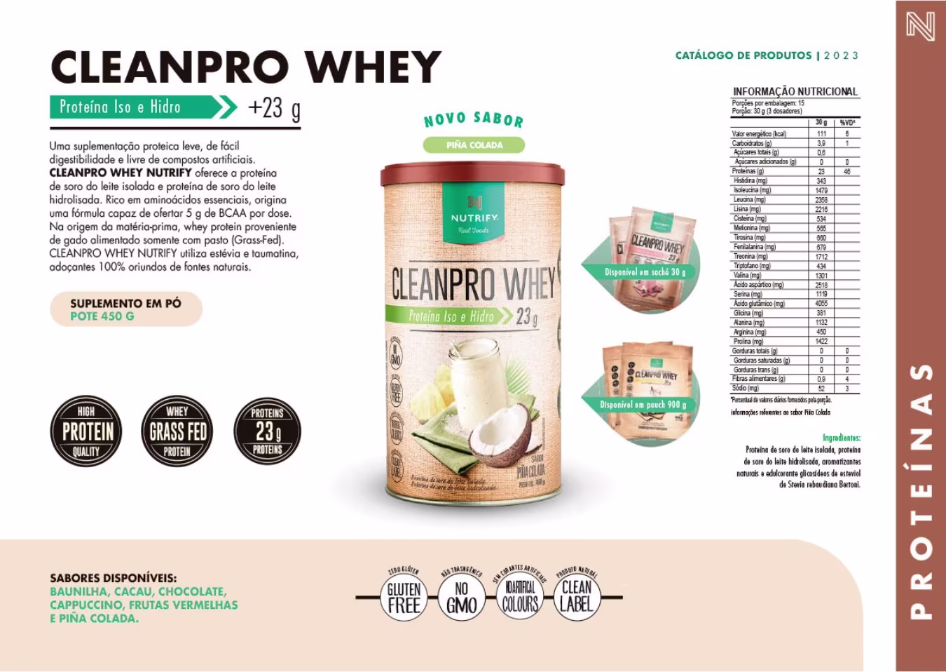 Tabela nutricional do produto.