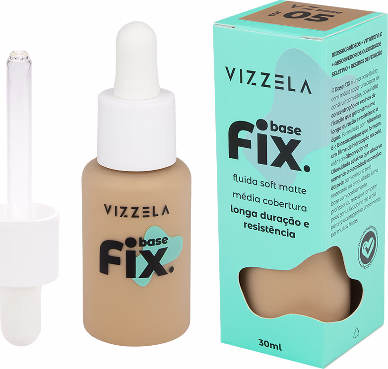 Base Líquida Vizzela Cosméticos Fix Cor 5, 30ml.