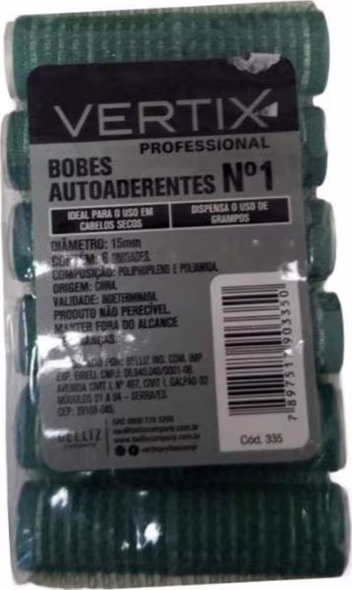Bobes de cabelo autoaderente com velcro Nº1, da marca Vertix.