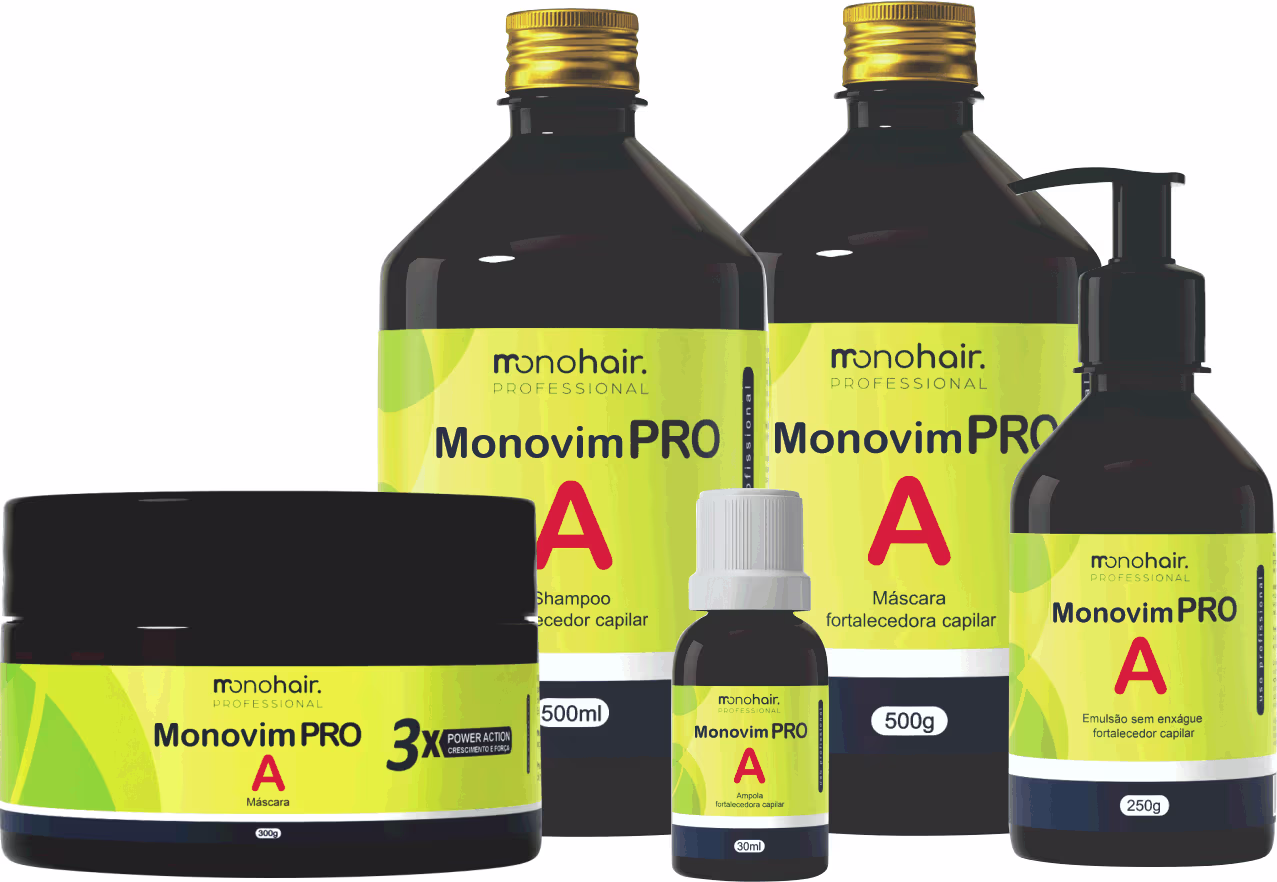 Produtos de linha Monovim Pro A de Monohair Professional.
