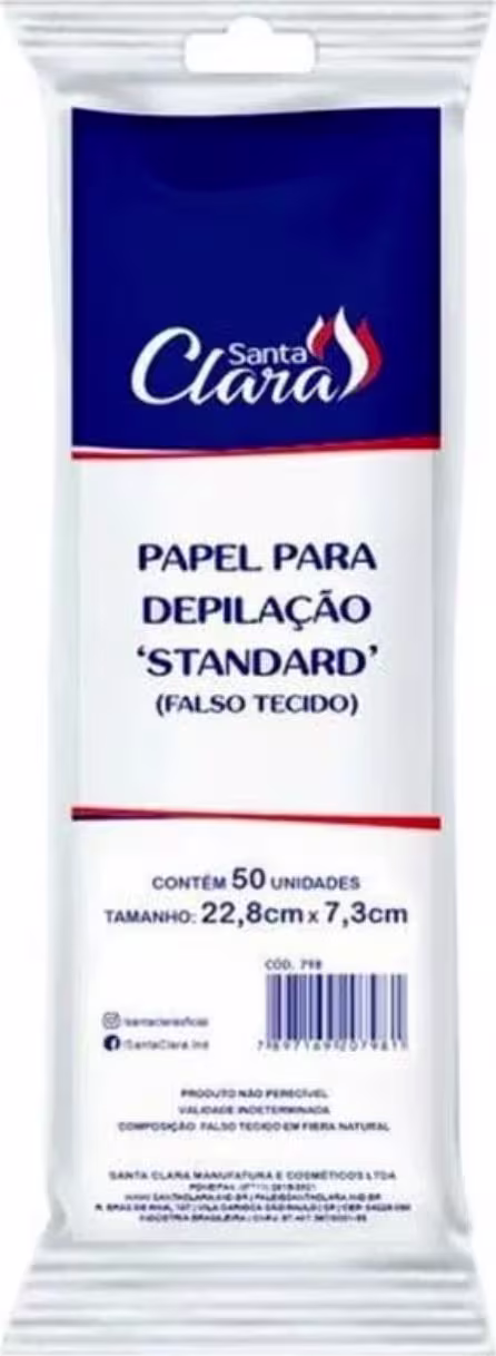 Papel Depilatório Santa Clara Standard Falso Tecido, 50 folhas.