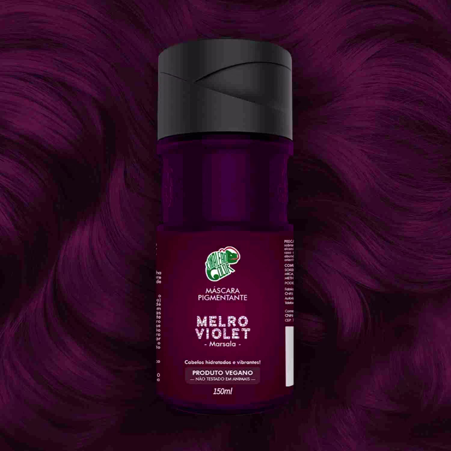 Máscara Pigmentante Capilar Kamaleão Color Melro Violet, 150ml.