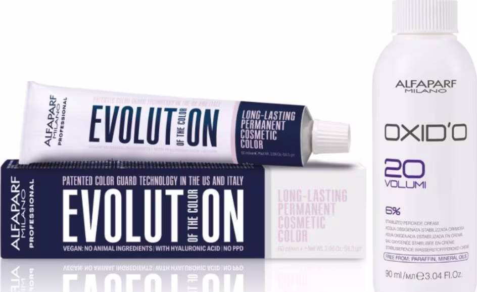 Kit Alfaparf Evolution Of The Color 5NI Castanho Claro Intenso + Oxid'o 6%, 2 produtos.