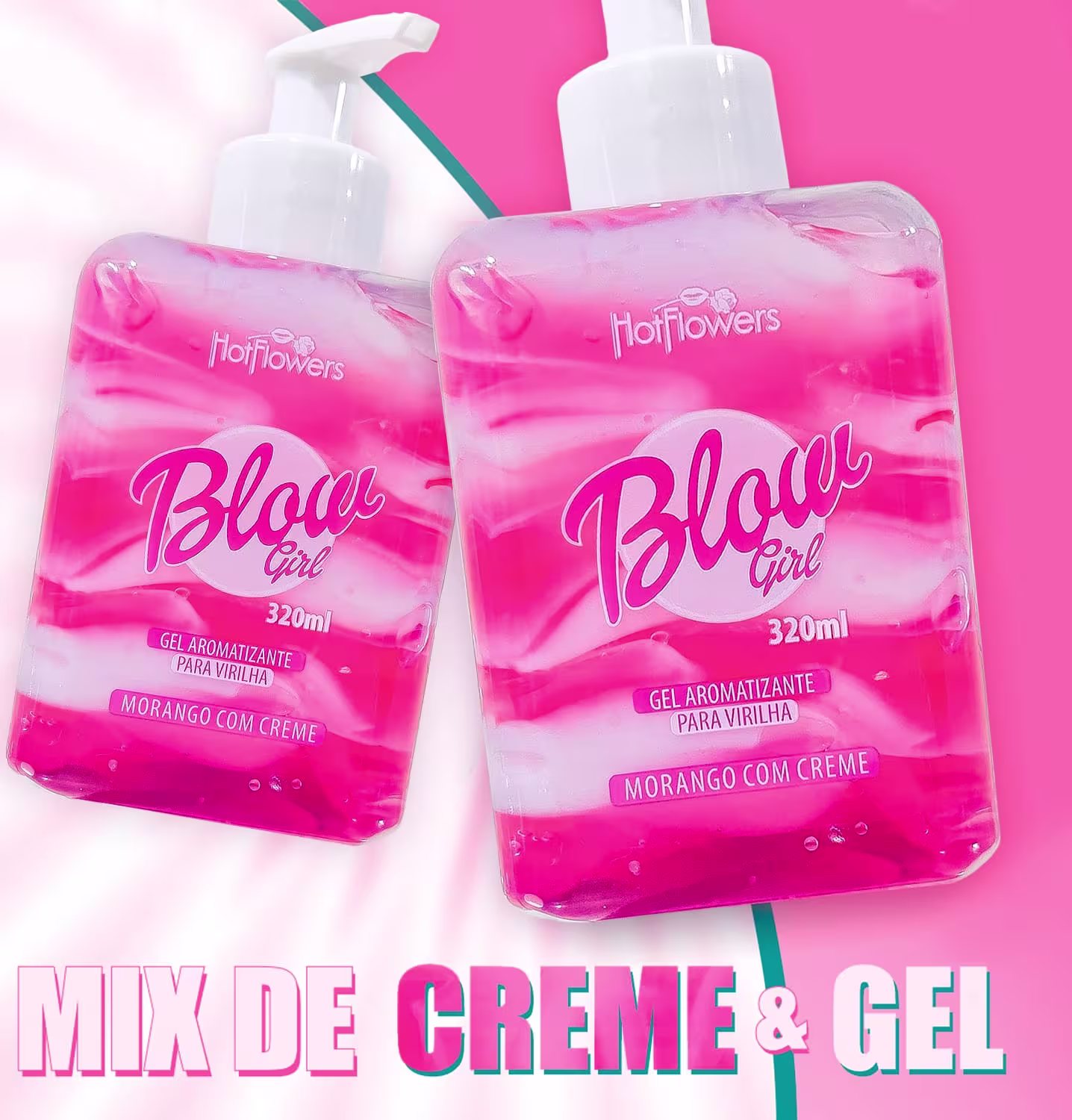 A imagem mostra duas embalagens do produto e texto destaca: mix de creme & gel.