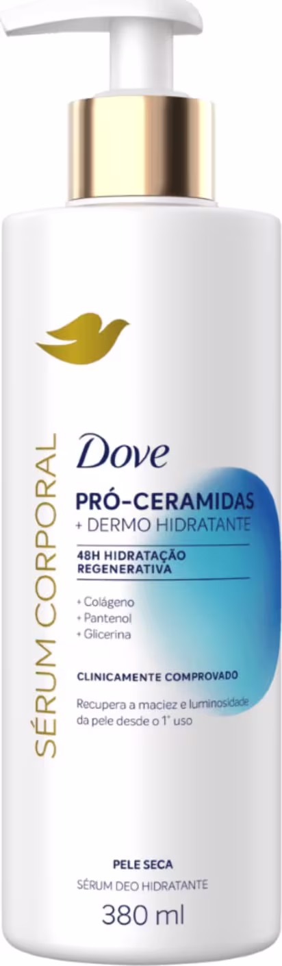A imagem mostra o Sérum Hidratante Corporal Pró-Ceramidas + Dermo Hidratante da marca Dove.