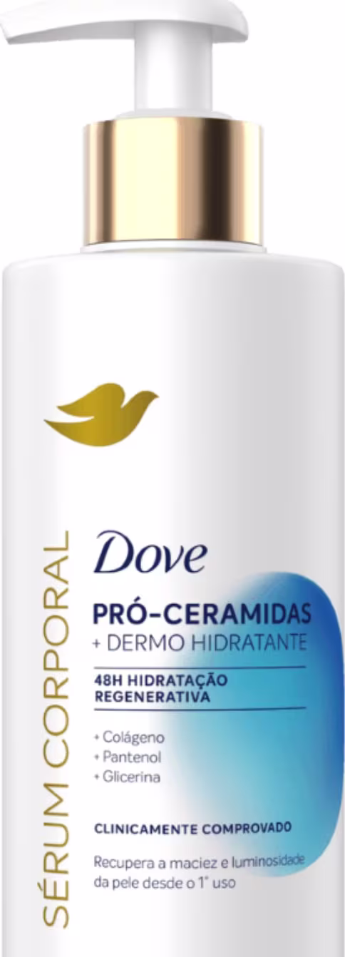 A imagem mostra o Sérum Hidratante Corporal Pró-Ceramidas + Dermo Hidratante da marca Dove.