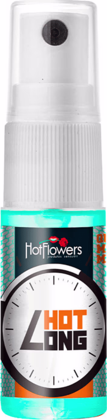 A imagem mostra o Spray Retardante de Ejaculação Masculina Hot Long da marca HotFlowers.