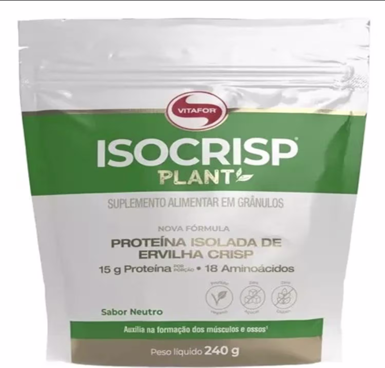 Suplemento Alimentar em Flocos Vitafor Isocrisp Sabor Neutro, 240g.