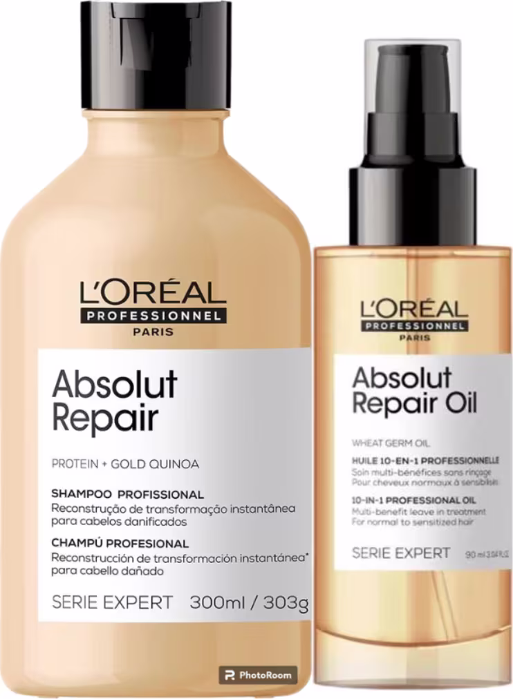 Kit L'Oréal Professionnel Serie Expert Absolut Repair Gold Quinoa + Protein Duo Nutrição Intensa, 2 produtos.