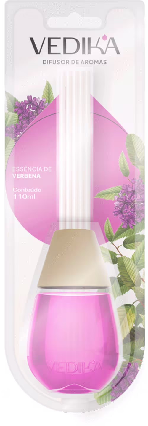 Difusor de Ambiente com Varetas Vedika Verbena, 110ml.