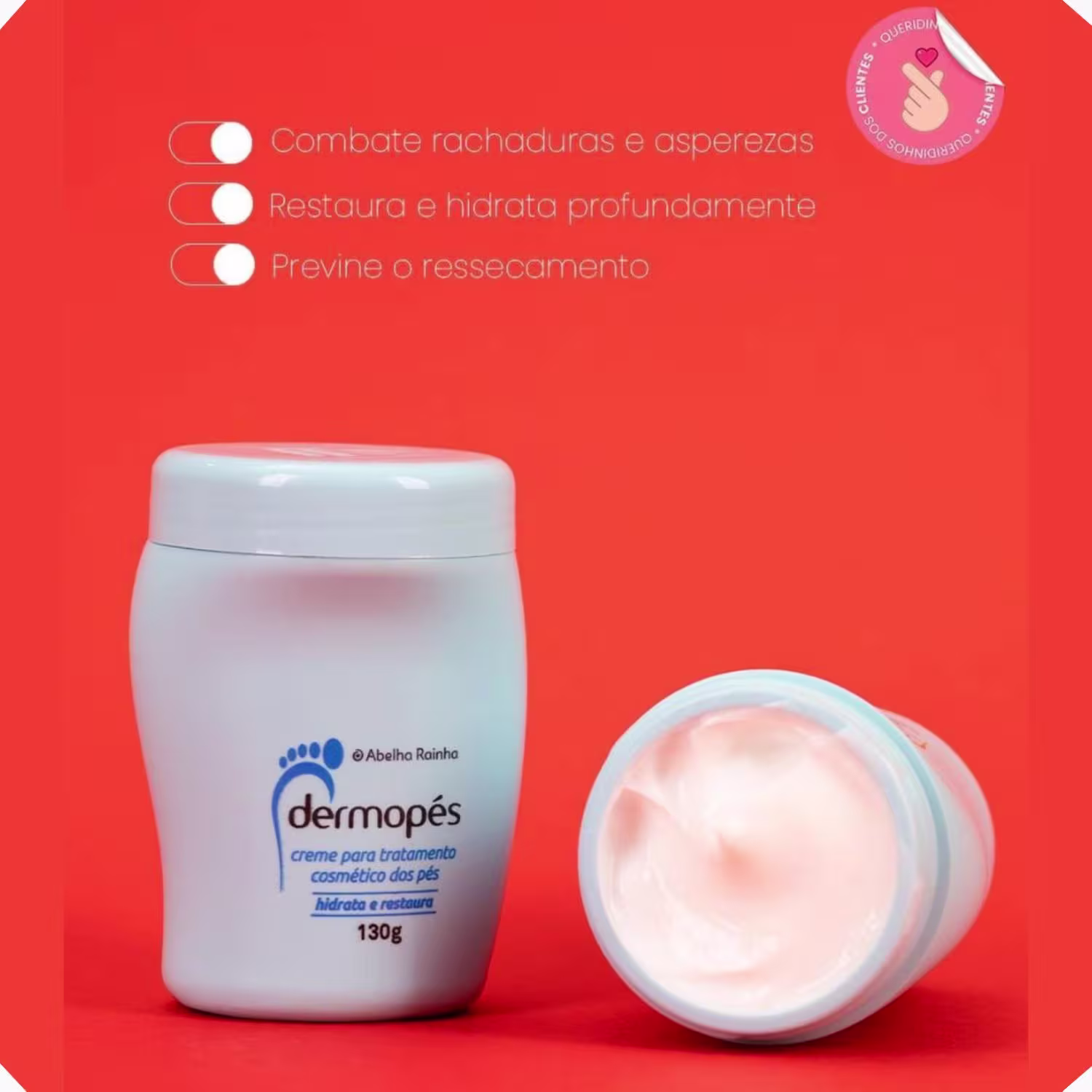 Creme para os Pés Abelha Rainha Dermopés Hidrata e Restaura, 130g.