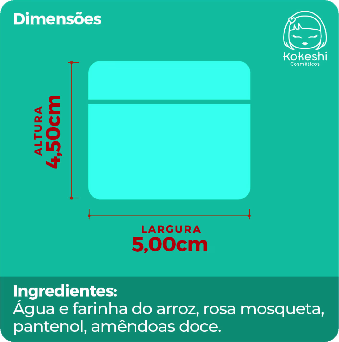 Creme Hidratante Facial Kokeshi Cosméticos Pele de Porcelana, 30g.