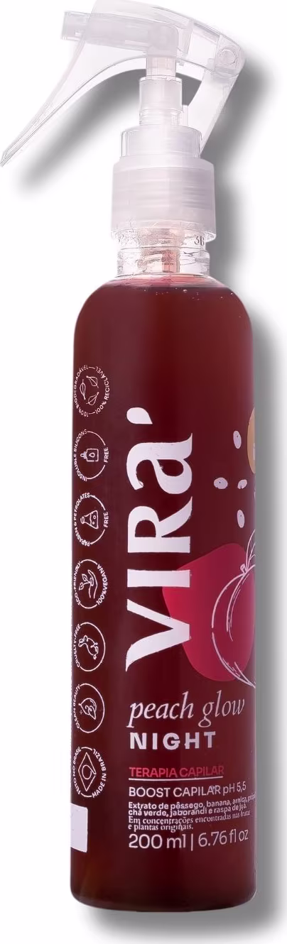 Tônico Fortalecedor Virá Cosméticos Peach Glow Night 200ml