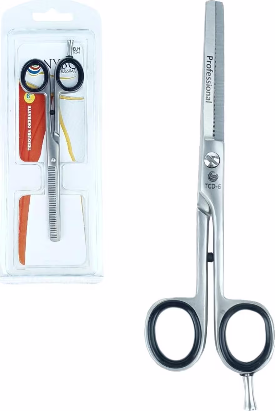 Tesoura de cabelo inox dentada.