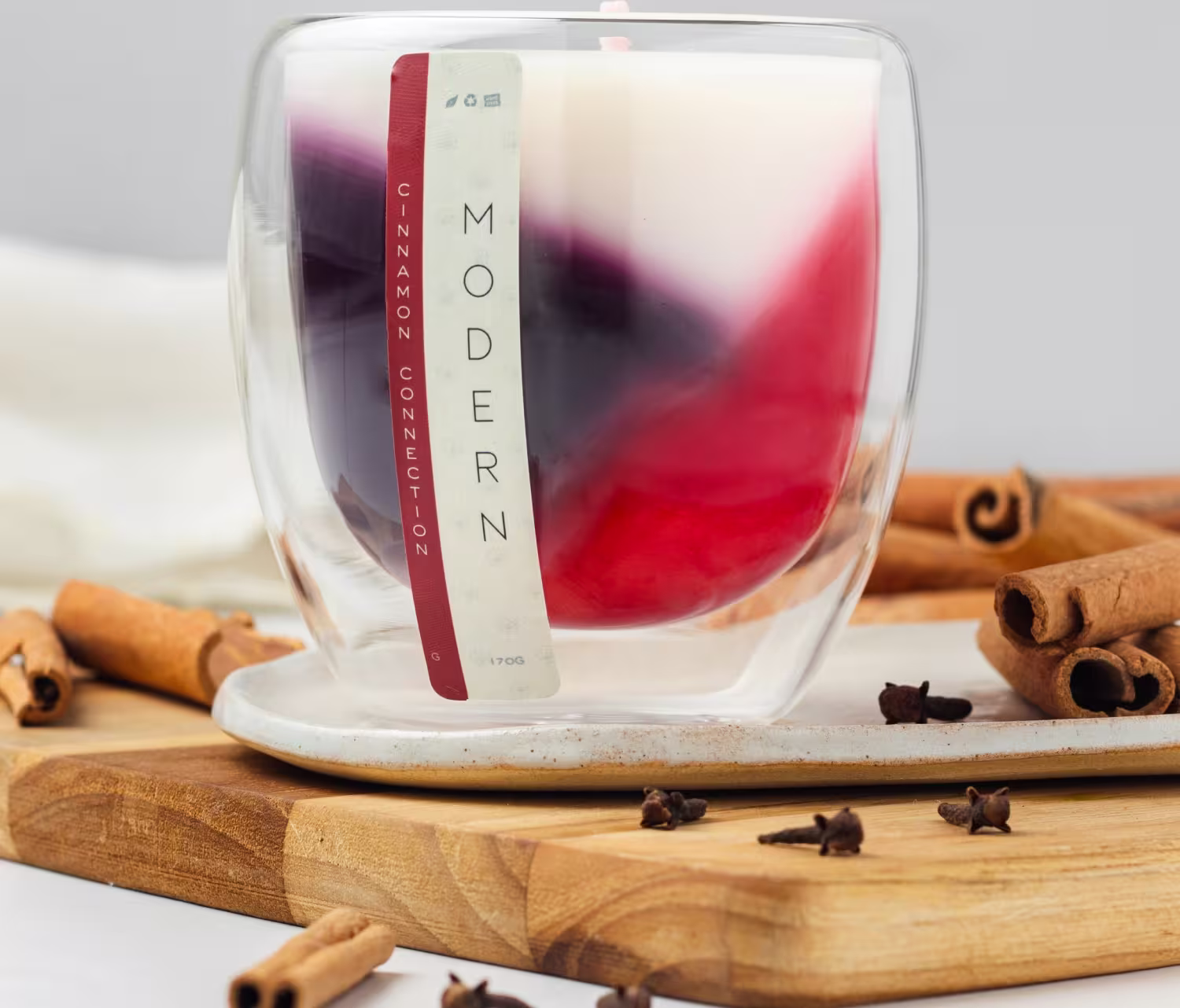 Vela Aromática Velart Modern Color Cinnamon Connection, 190g.