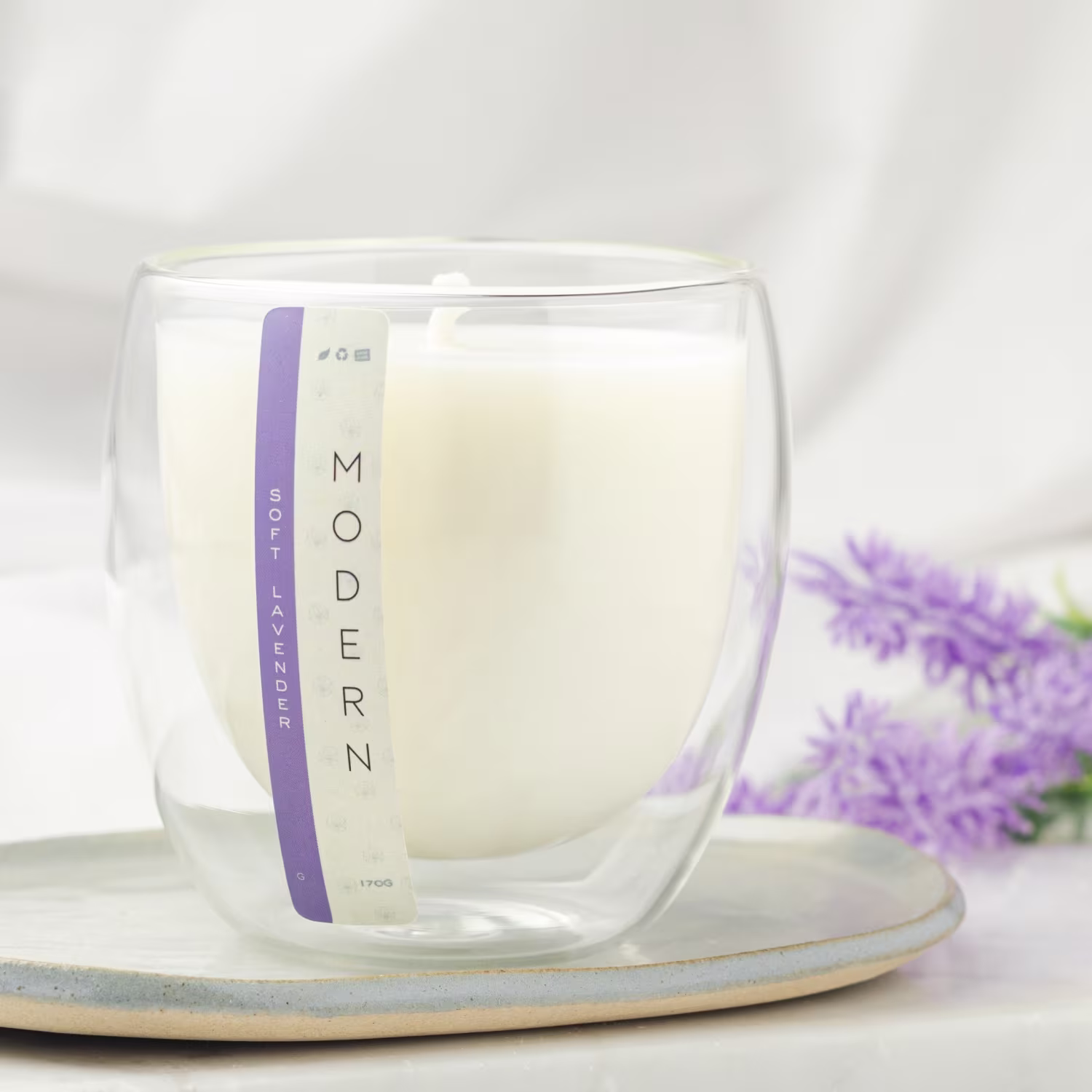 Vela Aromática Velart Modern Soft Lavender Natural, 190g.