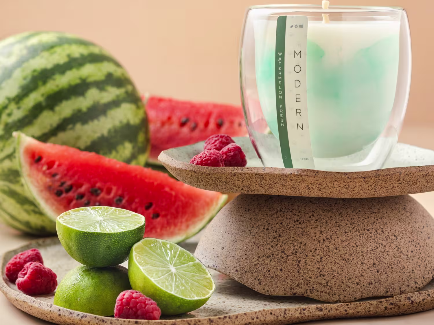 Vela Aromática Velart Modern Watermelon Fresh Marble, 190g.