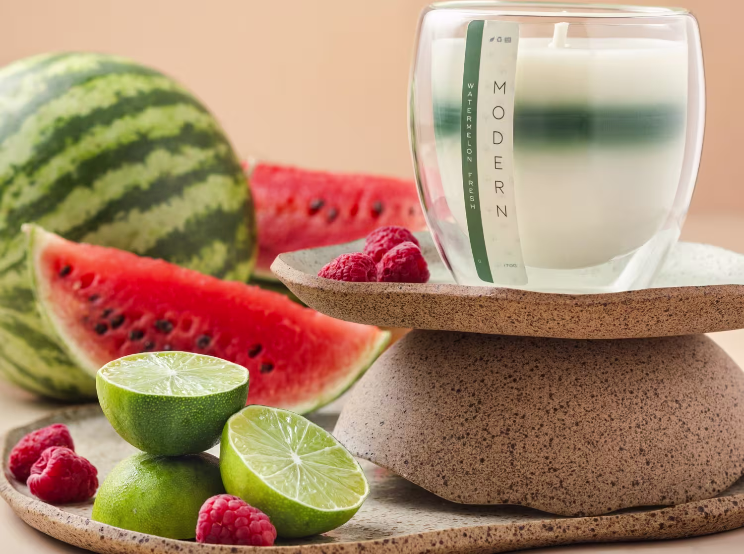 Vela Aromática Velart Modern Watermelon Fresh Stripe, 190g.