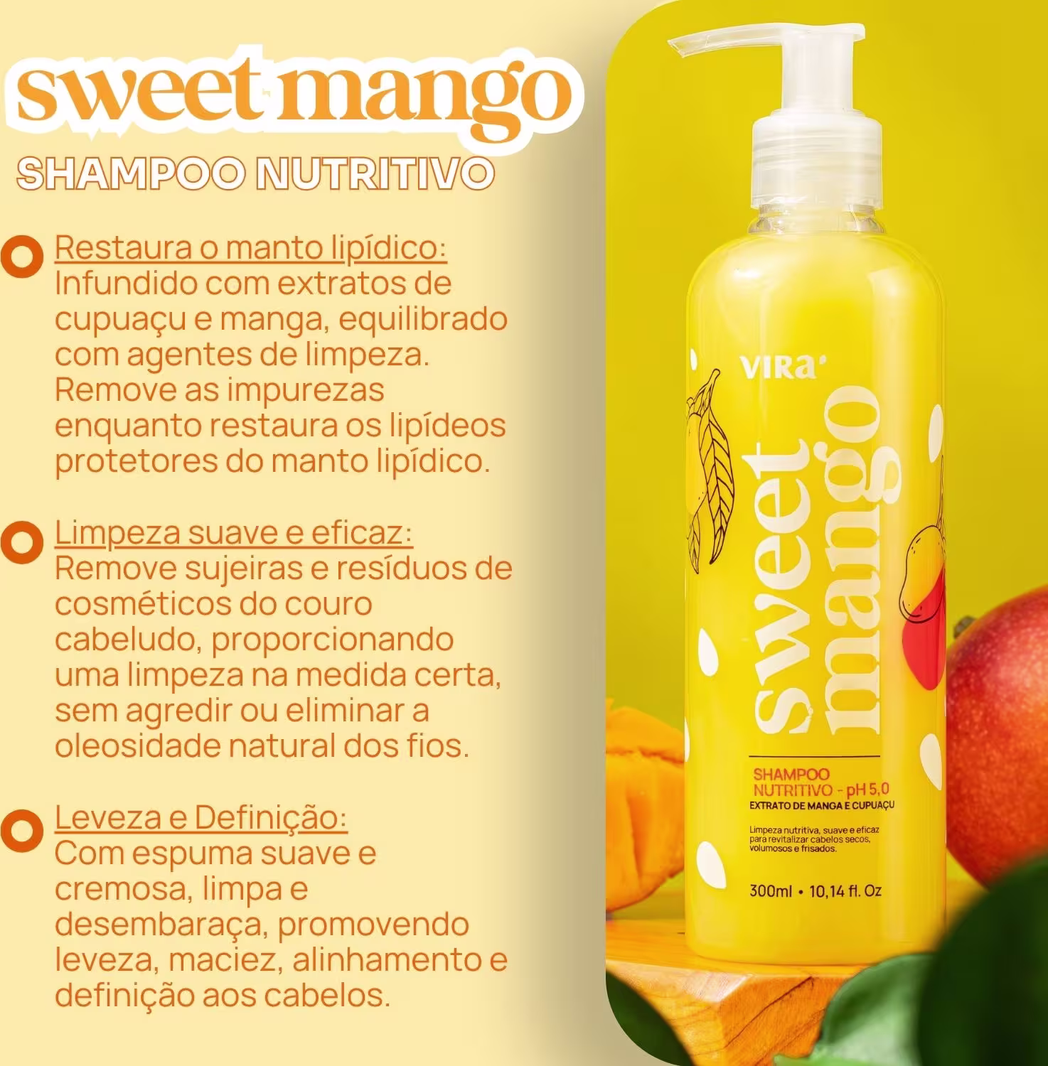 Restaura o manto lipídico: Infundido com extratos de cupuaçu e manga, equilibrado com agentes de limpeza. Remove as impurezas enquanto restaura os lipídeos protetores do manto lipídico. Limpeza suave e eficaz: