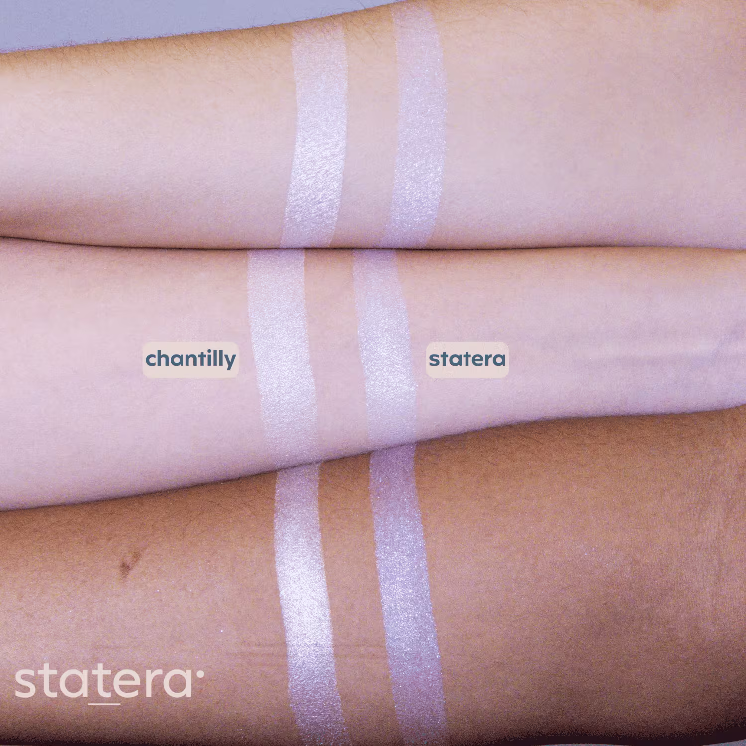 Comparação dos tons Chantilly e Statera