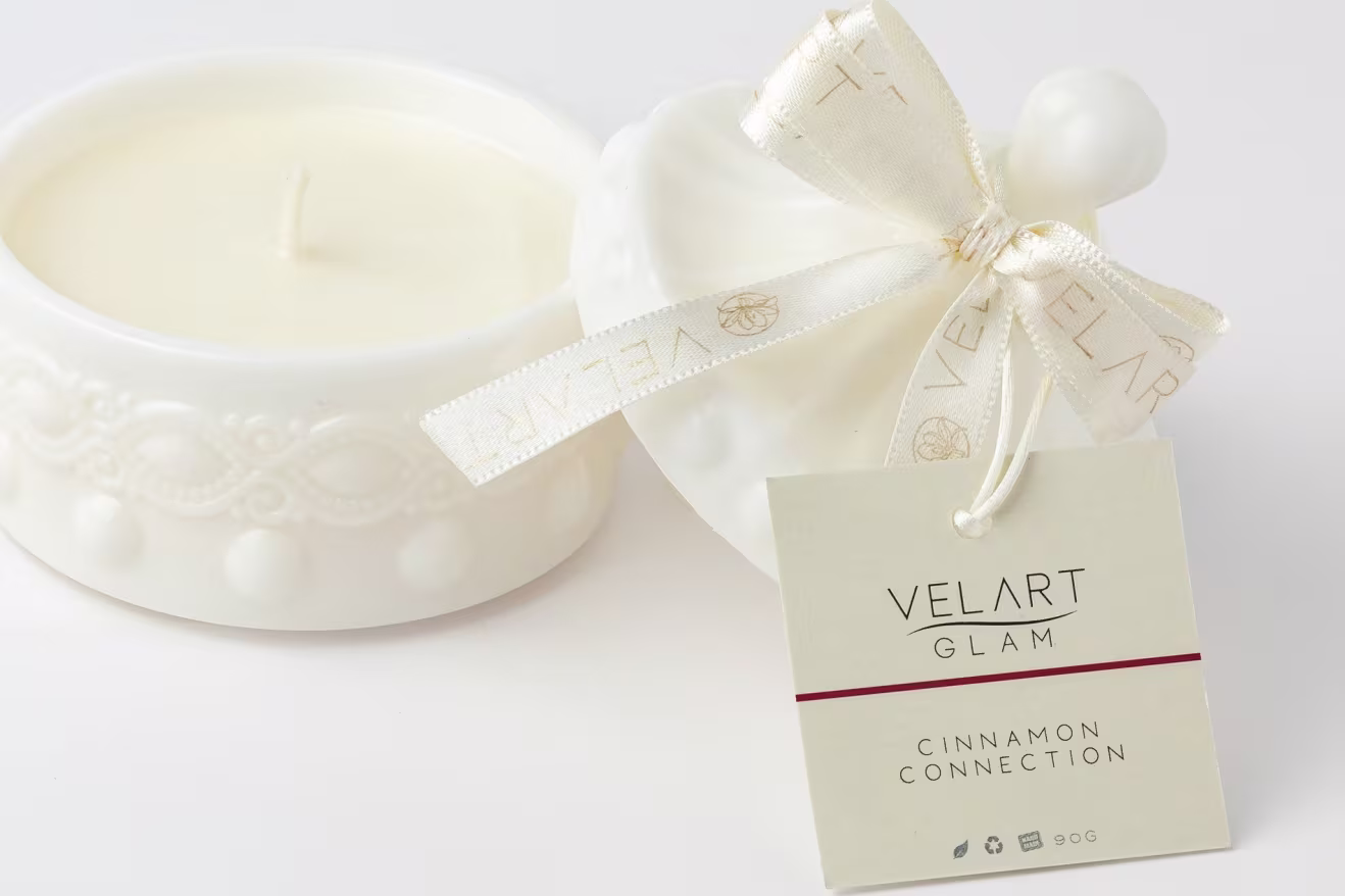 Vela Aromática Velart Glam Cinnamon Connection, 90g.