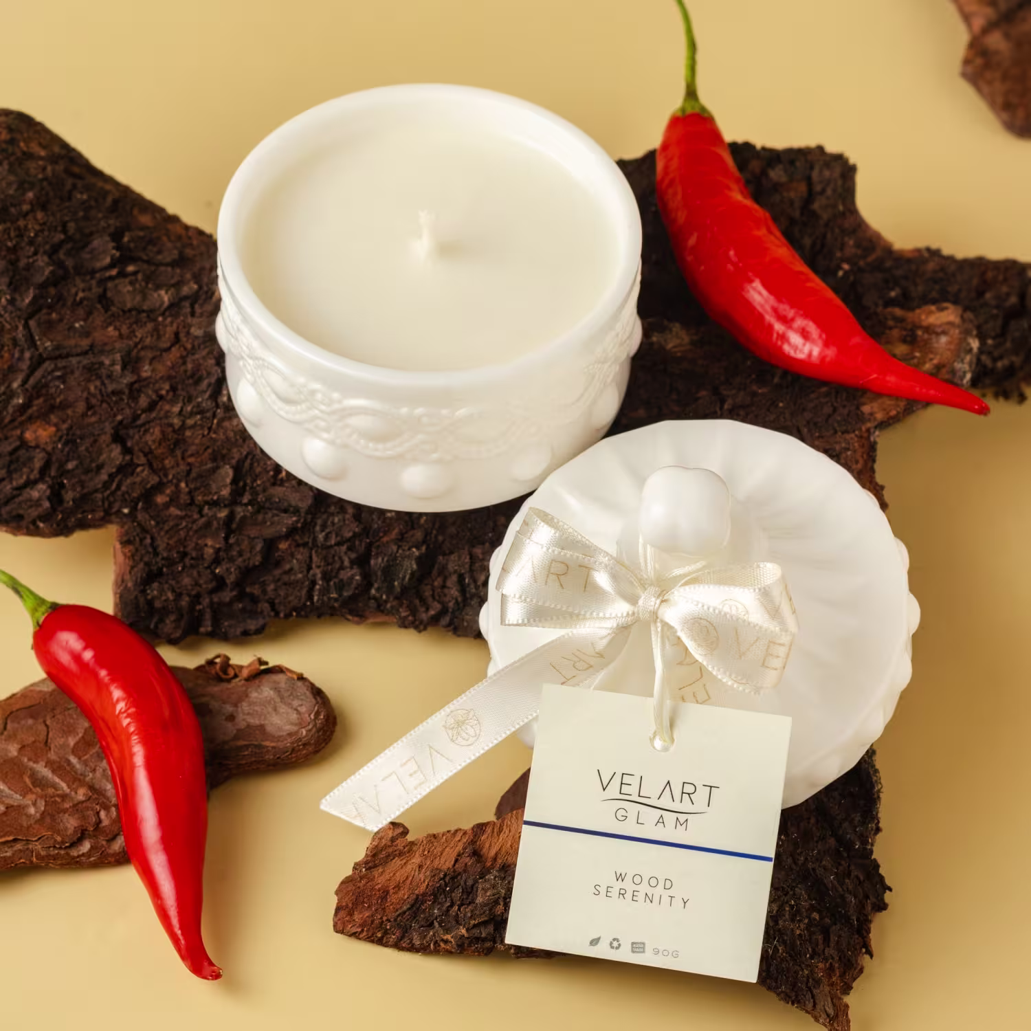 Vela Aromática Velart Glam Wood Serenity, 90g.