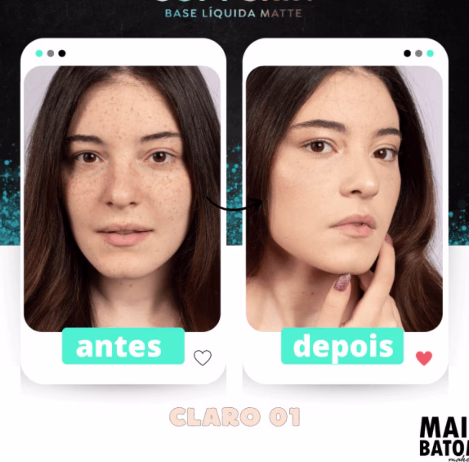 Base Líquida Matte Mais Batom Makeup Soft Skin Claro 01, 30g.