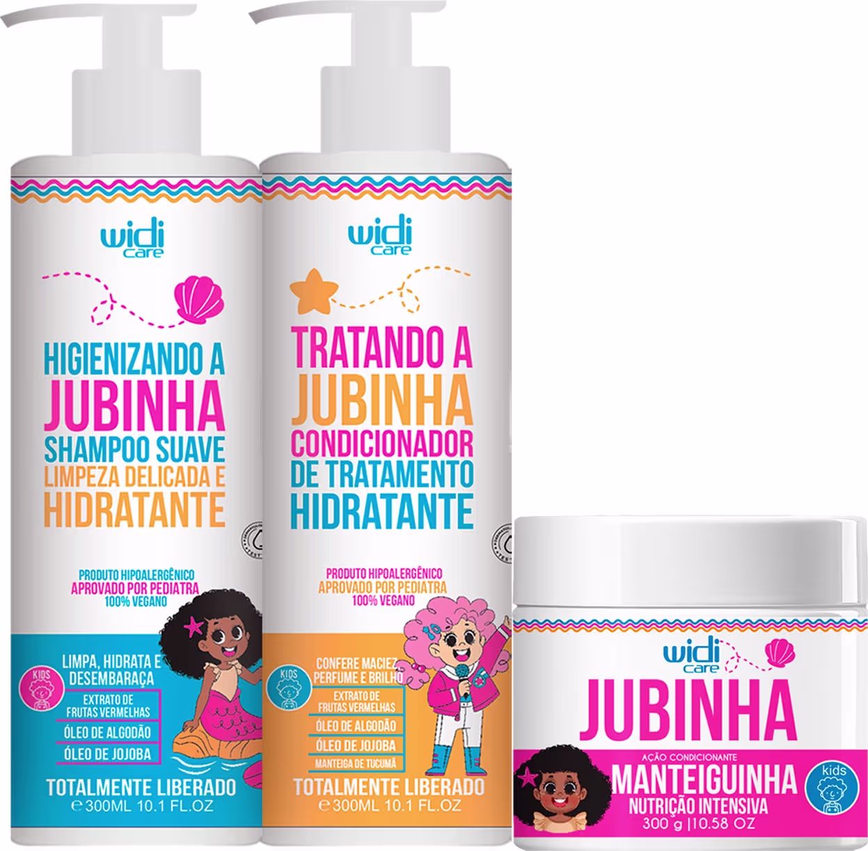 Kit Widi Care Jubinha Trio, 3 produtos.