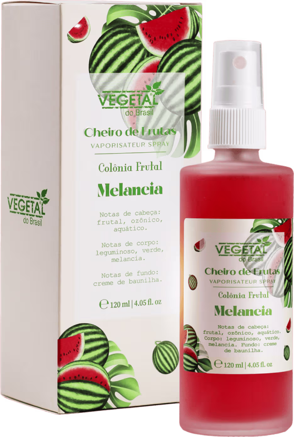 Perfume Feminino Cheiro de Frutas Melancia Vegetal do Brasil Eau de Cologne, 120ml.
