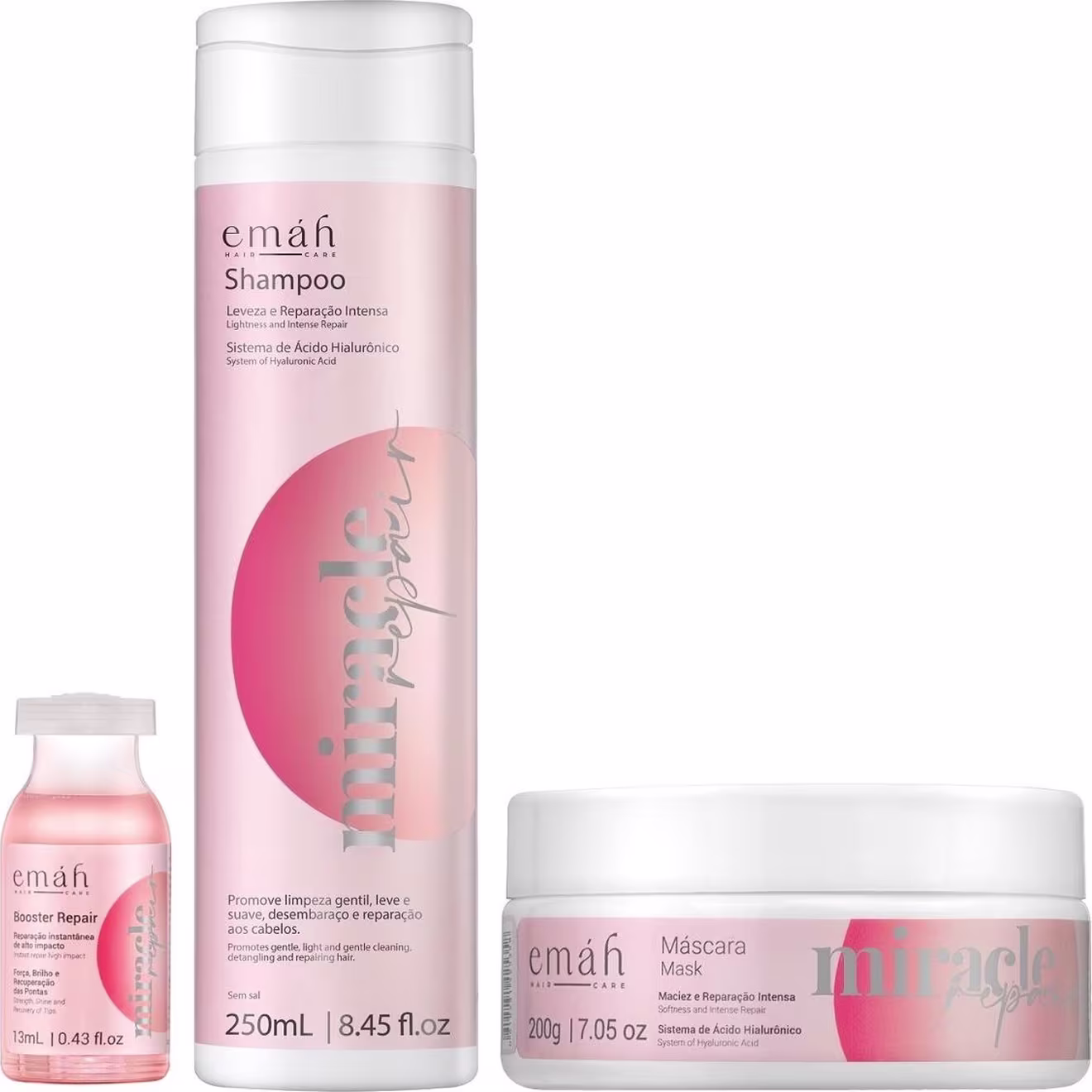 Kit Emáh Hair Care Miracle Repair Trio Home Treat, 3 produtos.