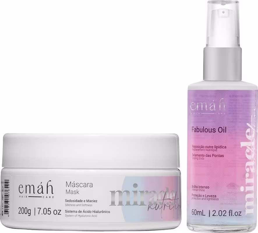 Kit Emáh Hair Care Miracle Nutrition Duo Oil, 2 produtos.