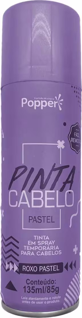 Tinta Capilar Temporária Popper Pinta Cabelo Roxo Pastel, 135ml.