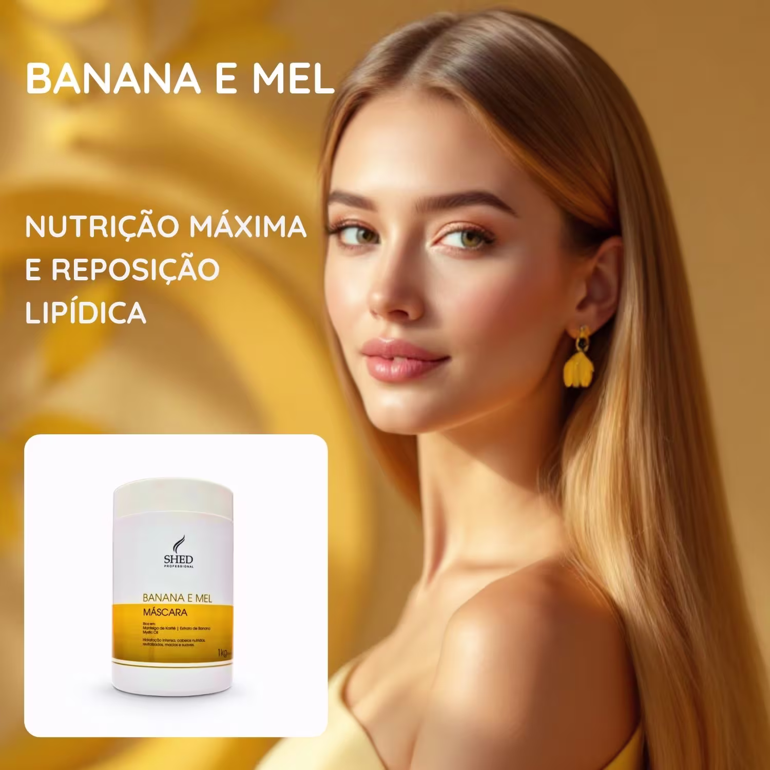Máscara Capilar SHED Professional Banana e Mel, 1kg.